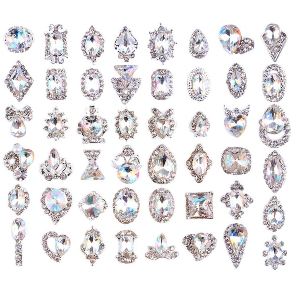 48PCS 3D Luxury Nail Art Rhinestones Nail Diamonds Glass Crystal AB Metal Gems Jewels Stones for DIY Nail Art Work Design Decoration Craft Jewelry Making 48PCS 3D Luxury Nail Art Rhinestones Nail Diamonds Glass Crystal AB Metal Gems Jewels Stones for DIY Nail Art Work Design Decoration Craft Jewelry Making