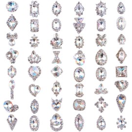 48PCS 3D Luxury Nail Art Rhinestones Nail Diamonds Glass Crystal AB Metal Gems Jewels Stones for DIY Nail Art Work Design Decoration Craft Jewelry Making 48PCS 3D Luxury Nail Art Rhinestones Nail Diamonds Glass Crystal AB Metal Gems Jewels Stones for DIY Nail Art Work Design Decoration Craft Jewelry Making