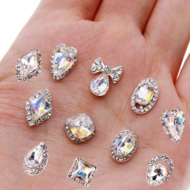 48PCS 3D Luxury Nail Art Rhinestones Nail Diamonds Glass Crystal AB Metal Gems Jewels Stones for DIY Nail Art Work Design Decoration Craft Jewelry Making 48PCS 3D Luxury Nail Art Rhinestones Nail Diamonds Glass Crystal AB Metal Gems Jewels Stones for DIY Nail Art Work Design Decoration Craft Jewelry Making