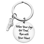 Funny Fitness Gym Gift Keychain Workout Gift Runners Gift for men Women Inspirational Gift Gym Trainer Jewelry When Your Legs Get Tired,Run with Your Heart Key Chain Keyring Workout Jewelry