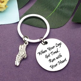 Funny Fitness Gym Gift Keychain Workout Gift Runners Gift for men Women Inspirational Gift Gym Trainer Jewelry When Your Legs Get Tired,Run with Your Heart Key Chain Keyring Workout Jewelry