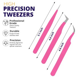 SIVOTE Lash Tweezers for Eyelash Extensions for Volume, Isolation & Classic Lashes, 3 Pack, Pink SIVOTE Lash Tweezers for Eyelash Extensions for Volume, Isolation & Classic Lashes, 3 Pack, Pink