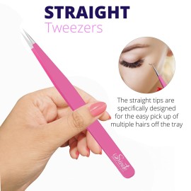 SIVOTE Lash Tweezers for Eyelash Extensions for Volume, Isolation & Classic Lashes, 3 Pack, Pink SIVOTE Lash Tweezers for Eyelash Extensions for Volume, Isolation & Classic Lashes, 3 Pack, Pink