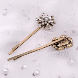 4PCS Vintage Rhinestone Pearl Bobby Pins Decorative Hair Slides Clips Accessories Women 4PCS Vintage Rhinestone Pearl Bobby Pins Decorative Hair Slides Clips Accessories Women