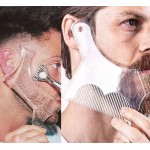2PCS Men\'s Beard Shaping Tool Template, Beard Guide Shaper with Inbuilt Comb, Multi-liner Edges Shave for Curve/Straight/Neckline/Goatee/Sideburns (Clear-2pcs)