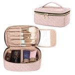 Teamoy Travel Makeup Brush Case, Professional Cosmetic Artist Organizer Case with Handle for Makeup Brushes(up to 7-inch) and Essentials, Small, Misty Rose(BAG ONLY)