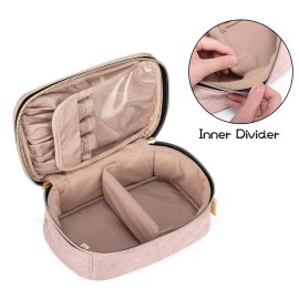 Teamoy Travel Makeup Brush Case, Professional Cosmetic Artist Organizer Case with Handle for Makeup Brushes(up to 7-inch) and Essentials, Small, Misty Rose(BAG ONLY)