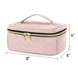 Teamoy Travel Makeup Brush Case, Professional Cosmetic Artist Organizer Case with Handle for Makeup Brushes(up to 7-inch) and Essentials, Small, Misty Rose(BAG ONLY)