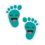 Beautyflier 20 Pairs Self-Adhesive Kids Footprint Stickers - Cute Cartoon Guide Floor Decals for Kids Room, Party, Nursery, School Stairs Decor (Cyan-Blue)
