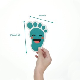 Beautyflier 20 Pairs Self-Adhesive Kids Footprint Stickers - Cute Cartoon Guide Floor Decals for Kids Room, Party, Nursery, School Stairs Decor (Cyan-Blue)
