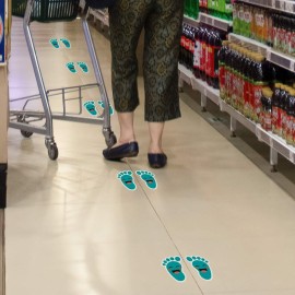 Beautyflier 20 Pairs Self-Adhesive Kids Footprint Stickers - Cute Cartoon Guide Floor Decals for Kids Room, Party, Nursery, School Stairs Decor (Cyan-Blue)