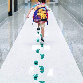 Beautyflier 20 Pairs Self-Adhesive Kids Footprint Stickers - Cute Cartoon Guide Floor Decals for Kids Room, Party, Nursery, School Stairs Decor (Cyan-Blue)