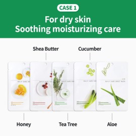 EUNYUL [PACK OF 12] Daily Care Facial Sheet Mask Pack 12 types Korean Skincare Hydrating & Nourishing & Natural Ingredients for All Skin Types