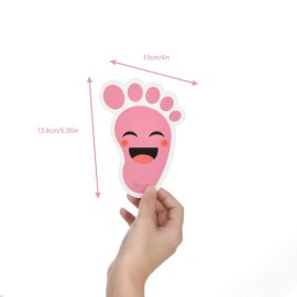 Beautyflier 20 Pairs Self-Adhesive Kids Footprint Stickers Cartoon Guide Floor Decals Social Distance Cute Smile Floor Stickers for Kids Room Party Nursery School Stairs Decor (Pink)
