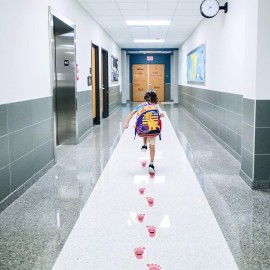 Beautyflier 20 Pairs Self-Adhesive Kids Footprint Stickers Cartoon Guide Floor Decals Social Distance Cute Smile Floor Stickers for Kids Room Party Nursery School Stairs Decor (Pink)