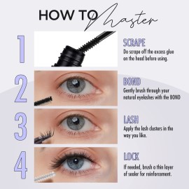 Cluster Lash Glue, Lash Bond Mascara Wand Individual Eyelash Glue for DIY Eyelash Extension Use Super Strong Hold Latex Free Eyelash Adhesive by BEYELIAN