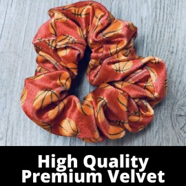 Infinity Collection - Basketball Scrunchies (Red) - No-Crease & Tangle, Premium Velvet Hair Accessories - For All Hair Types - Gifts for Sports Fan