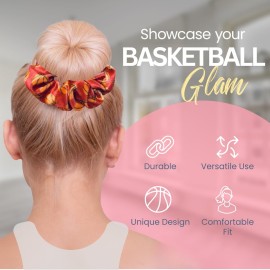 Infinity Collection - Basketball Scrunchies (Red) - No-Crease & Tangle, Premium Velvet Hair Accessories - For All Hair Types - Gifts for Sports Fan