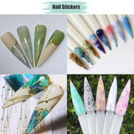 10 Sheets Nail Foil Transfer Sticker, Anfigo Marble Nail Art Foil Decals DIY Manicure Decoration Kit (4x100cm)