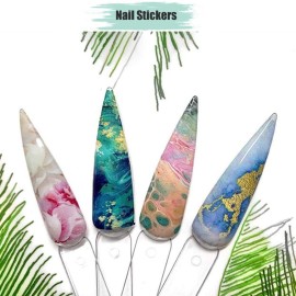 10 Sheets Nail Foil Transfer Sticker, Anfigo Marble Nail Art Foil Decals DIY Manicure Decoration Kit (4x100cm)