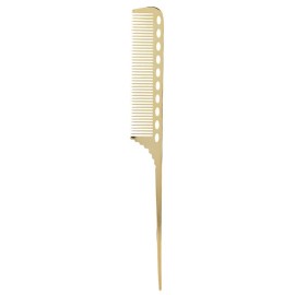 Gold Metal Comb,Tail Pin Tail Comb, Portable Rat Tail Comb Aluminum Pintail Comb Hair Barber Comb Teasing Combs For Men (3 Pack) (Gold)