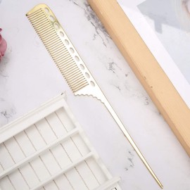Gold Metal Comb,Tail Pin Tail Comb, Portable Rat Tail Comb Aluminum Pintail Comb Hair Barber Comb Teasing Combs For Men (3 Pack) (Gold) Gold Metal Comb,Tail Pin Tail Comb, Portable Rat Tail Comb Aluminum Pintail Comb Hair Barber Comb Teasing Combs For Men (3 Pack) (Gold)