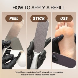 PANA 40 Pieces Large Black Pedi File Refill for Stainless Steel Foot File Sanding Foot Rasp - Easy Strip Peel Pedicure Refill Pads - Grit 100