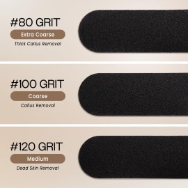 PANA 40 Pieces Large Black Pedi File Refill for Stainless Steel Foot File Sanding Foot Rasp - Easy Strip Peel Pedicure Refill Pads - Grit 100