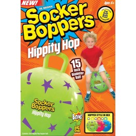 Socker Bopper Hippity Hopper Ball, Inflatable Jump Balance 15 Ball for Kids, Neon Green, Indoor and Outdoor Fun, Durable Heavy Gauge Vinyl, EZ Grip Handle, Promotes Balance-Coordination-Strength
