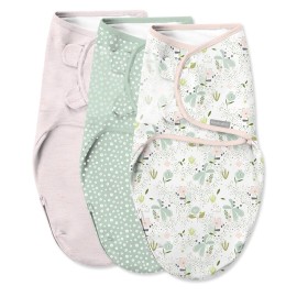 SwaddleMe by Ingenuity Easy Change Baby Swaddle in Size Small/Medium, 0-3 Months, 7-14 Pounds, 3-Pack with Easy Change Zipper - Peekaboo Panda