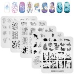 KADS 5Pcs Nail Stamp Plates Set Nails Art Stamping Plate Set Nail Plate Template Image Plate Ocean Series