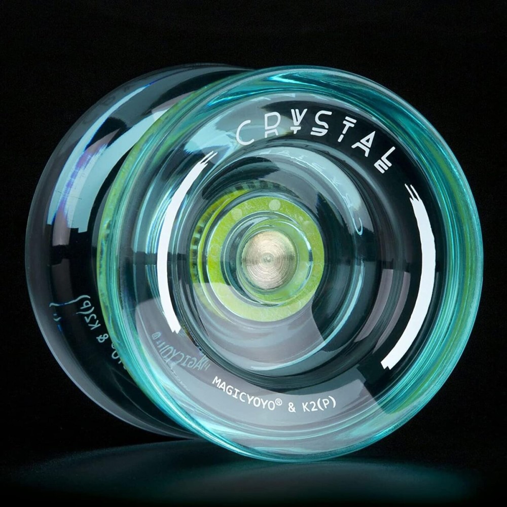 MAGICYOYO K2 Responsive Yoyo - Great for Kids and Beginners with Smooth Spins and Fingerspin Design - with Storage Glove, Bag, and 12 Yo-Yo Strings - Crystal Green