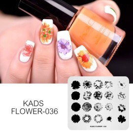 KADS 5pcs Nail Stamp Plates Set - Art Stamping Plate with Leaves, Flowers, Animal Designs