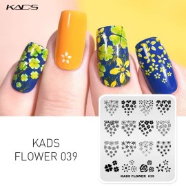 KADS 5pcs Nail Stamp Plates Set - Art Stamping Plate with Leaves, Flowers, Animal Designs