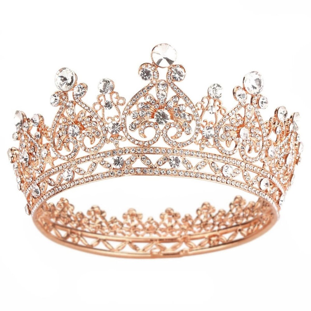COCIDE Rose Gold Crown for Women Crystal Queen Crowns and Tiaras Girls Full Round Wedding Headband Hair Accessories for Birthday Pageant Prom Bridal Party Halloween Costume