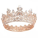 COCIDE Rose Gold Crown for Women Crystal Queen Crowns and Tiaras Girls Full Round Wedding Headband Hair Accessories for Birthday Pageant Prom Bridal Party Halloween Costume