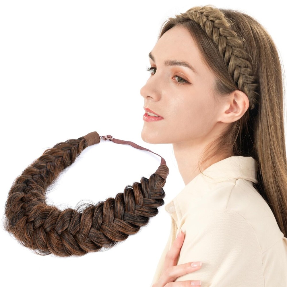 BOBIYA Messy Wide 2 Strands Synthetic Hair Braided Headband Classic Chunky Hair Braid Elastic Stretch Braid Headbands for Women Girl (Auburn) BOBIYA Messy Wide 2 Strands Synthetic Hair Braided Headband Classic Chunky Hair Braid Elastic Stretch Braid Headbands for Women Girl (Auburn)