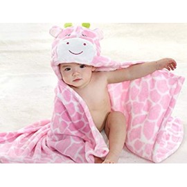 Vauwmsr Baby Hooded Blanket Ultra Soft Warm Newborn Infant Swaddle Wrap Bath Shower Towel, 25.6 x 39.4, Pink