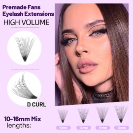 Bodermincer Large Tray 20D Premade Russian Volume Fans Eyelashes Long Stem Lash Pre made Eyelash Extensions Supplies (12MM)