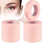 10 Rolls Eyelash Extension Tape Fabric Eyelash Tape Breathable Eyelash Grafting Tape False Eyelash Adhesive Non-woven Tape DIY Sticker for Eyelash Extension, 0.5 Inch, Pink, 10 Yards