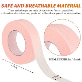 10 Rolls Eyelash Extension Tape Fabric Eyelash Tape Breathable Eyelash Grafting Tape False Eyelash Adhesive Non-woven Tape DIY Sticker for Eyelash Extension, 0.5 Inch, Pink, 10 Yards