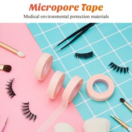 10 Rolls Eyelash Extension Tape Fabric Eyelash Tape Breathable Eyelash Grafting Tape False Eyelash Adhesive Non-woven Tape DIY Sticker for Eyelash Extension, 0.5 Inch, Pink, 10 Yards