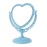 AKOAK 1 Pack Simple and Lovely Heart-Shaped Cosmetic Mirror Plastic Double-Sided Rotatable Dresser Mirror Lightweight Mirror Bathroom Bedroom Mirror Four-Color(Blue)