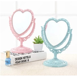 AKOAK 1 Pack Simple and Lovely Heart-Shaped Cosmetic Mirror Plastic Double-Sided Rotatable Dresser Mirror Lightweight Mirror Bathroom Bedroom Mirror Four-Color(Blue) AKOAK 1 Pack Simple and Lovely Heart-Shaped Cosmetic Mirror Plastic Double-Sided Rotatable Dresser Mirror Lightweight Mirror Bathroom Bedroom Mirror Four-Color(Blue)