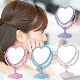 AKOAK 1 Pack Simple and Lovely Heart-Shaped Cosmetic Mirror Plastic Double-Sided Rotatable Dresser Mirror Lightweight Mirror Bathroom Bedroom Mirror Four-Color(Blue) AKOAK 1 Pack Simple and Lovely Heart-Shaped Cosmetic Mirror Plastic Double-Sided Rotatable Dresser Mirror Lightweight Mirror Bathroom Bedroom Mirror Four-Color(Blue)