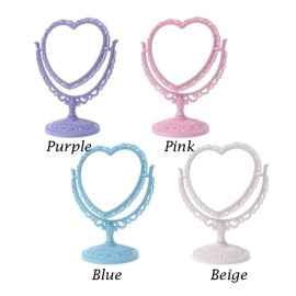 AKOAK 1 Pack Simple and Lovely Heart-Shaped Cosmetic Mirror Plastic Double-Sided Rotatable Dresser Mirror Lightweight Mirror Bathroom Bedroom Mirror Four-Color(Blue) AKOAK 1 Pack Simple and Lovely Heart-Shaped Cosmetic Mirror Plastic Double-Sided Rotatable Dresser Mirror Lightweight Mirror Bathroom Bedroom Mirror Four-Color(Blue)