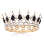Foyte Baroque Queen Crown and Tiaras Sparkly Rhinestone Wedding Crown Bride Princess Full Headpieces for Women (Black)