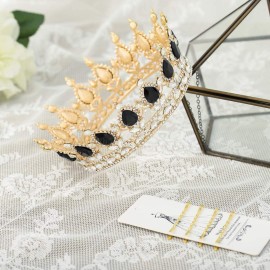 Foyte Baroque Queen Crown and Tiaras Sparkly Rhinestone Wedding Crown Bride Princess Full Headpieces for Women (Black) Foyte Baroque Queen Crown and Tiaras Sparkly Rhinestone Wedding Crown Bride Princess Full Headpieces for Women (Black)