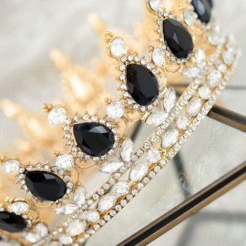 Foyte Baroque Queen Crown and Tiaras Sparkly Rhinestone Wedding Crown Bride Princess Full Headpieces for Women (Black) Foyte Baroque Queen Crown and Tiaras Sparkly Rhinestone Wedding Crown Bride Princess Full Headpieces for Women (Black)