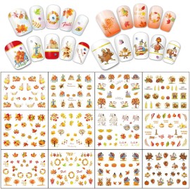 TailaiMei 60 Sheets Fall Water Transfer Nail Art Stickers Decals, Thanksgiving Autumn Nail Decorations, Design for Maple Leaves Pumpkin Turkey (1178 Pcs) TailaiMei 60 Sheets Fall Water Transfer Nail Art Stickers Decals, Thanksgiving Autumn Nail Decorations, Design for Maple Leaves Pumpkin Turkey (1178 Pcs)